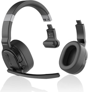 MONODEAL Trucker Bluetooth Headset, Bluetooth Headset with Microphone Noise Canceling(ENC) Dual Mic, Mute Button, 3 EQ Music Modes, Single and Dual Ear Wireless Headphones for Office Home Work
