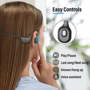 MONODEAL Bone Conduction Headphones with Mic, Bluetooth 5.3 Open Ear Headphones with Noise-Canceling Boom Microphone, Wireless Headset Earphones for Work, Driving, Home Office Commercial