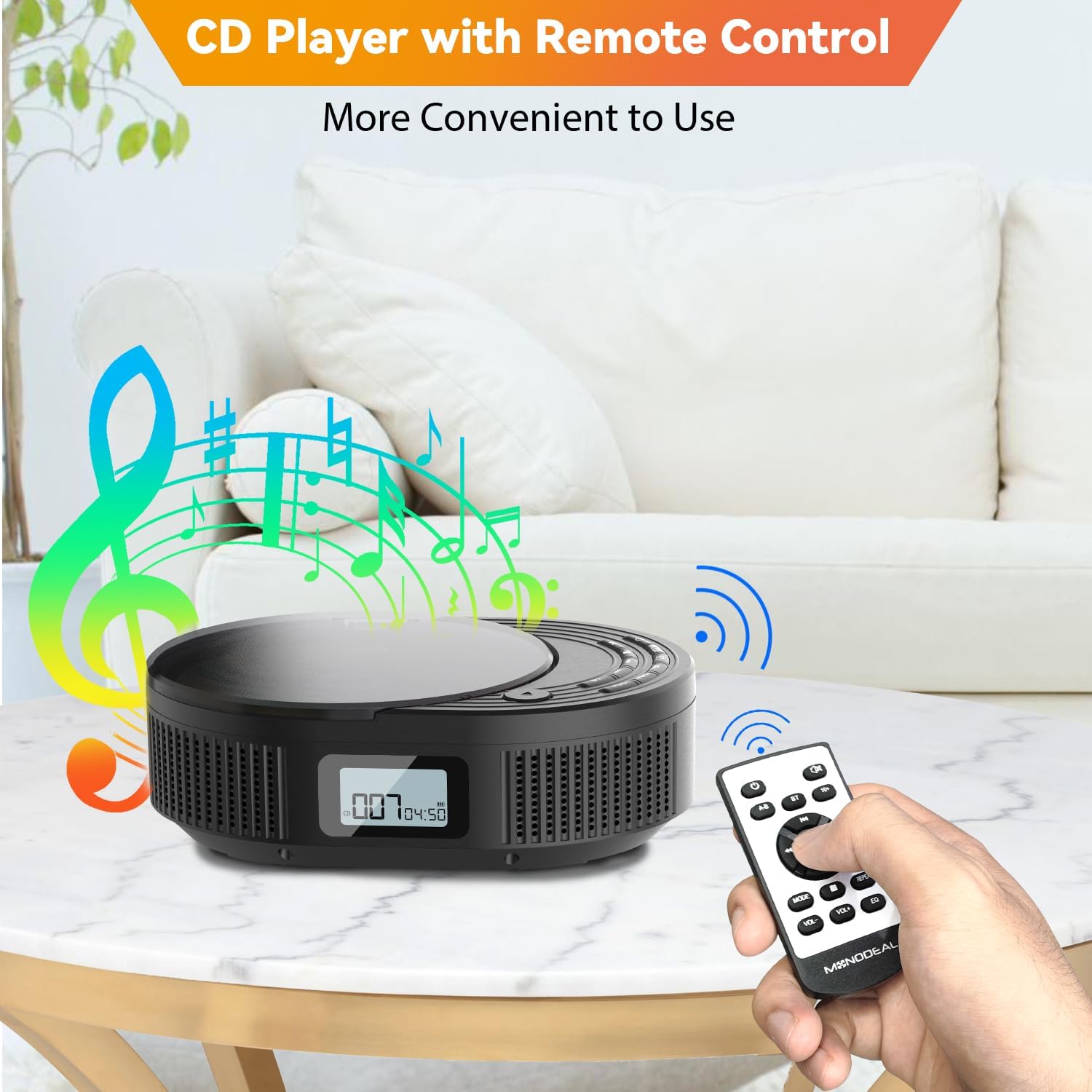 (2024new) MONODEAL Boombox CD Player with Bluetooth Transmitter,FM Radio & Bluetooth Speaker 2 in 1 Combo,Portable CD Player for Car/Home with Remote Control,Headphone Jack,Support AUX/USB