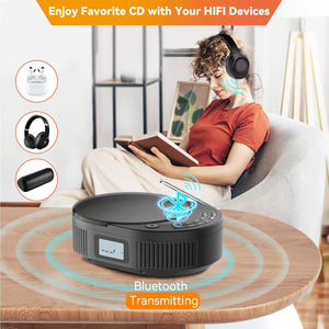 (2024new) MONODEAL Boombox CD Player with Bluetooth Transmitter,FM Radio & Bluetooth Speaker 2 in 1 Combo,Portable CD Player for Car/Home with Remote Control,Headphone Jack,Support AUX/USB