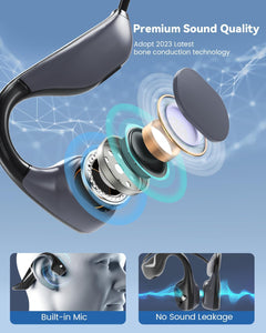 MONODEAL Bone Conduction Headphones Bluetooth, Open Ear Headphones with Mic, IP67 Waterproof Sport Headset Long Battery Life 15Hrs Wireless Earphones for Running Workout Cycling