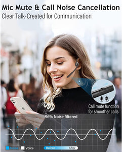 MONODEAL Bone Conduction Headphones with Mic,Open Ear Headphones Wireless Bluetooth 5.1/Mute Function/Multi-Point Capable,Air Conduction Headphones with Noise Canceling Mic,for Driving Home Office