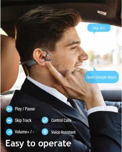 MONODEAL Bone Conduction Headphones with Mic,Open Ear Headphones Wireless Bluetooth 5.1/Mute Function/Multi-Point Capable,Air Conduction Headphones with Noise Canceling Mic,for Driving Home Office