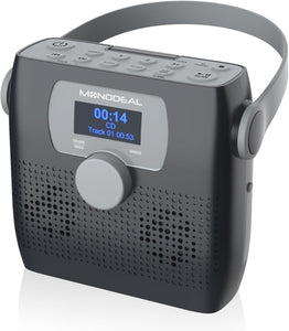 (Wholesell only) MONODEAL  MD708 CD Player Portable,Bluetooth Boombox CD Player with Speakers,Portable FM Radio(Favourite Memory,LED,IPX4,Clock,Alarm Timer,USB,Headphone Jack,BatteryPower Supply,6W)