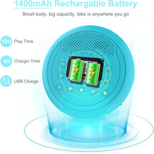 CD Player Portable | Speaker Built-in Rechargeable CD Player by Monodeal | Walkman CD Player for Car and Home, Kids, Anti-Skip CD Player with Headphones(Cyan-Blue)