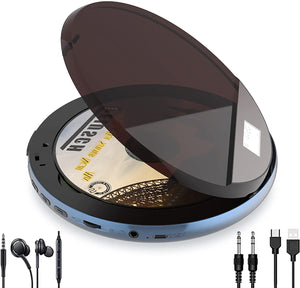 CD Player Portable, MONODEAL Portable CD Player for Car Anti-Skip Protection, Rechargeable Walkman CD Player with Headphones for Running & Traveling, Personal Compact CD Player for Seniors, Adult,Kids