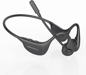 Bone Conduction Headphones with Mic, MONODEAL Bluetooth 5.3 Open Ear Headphones Wireless Waterproof Headsets, Sweat Resistant Wireless Earphones for Running, Work, Driving, Home Office(Black)