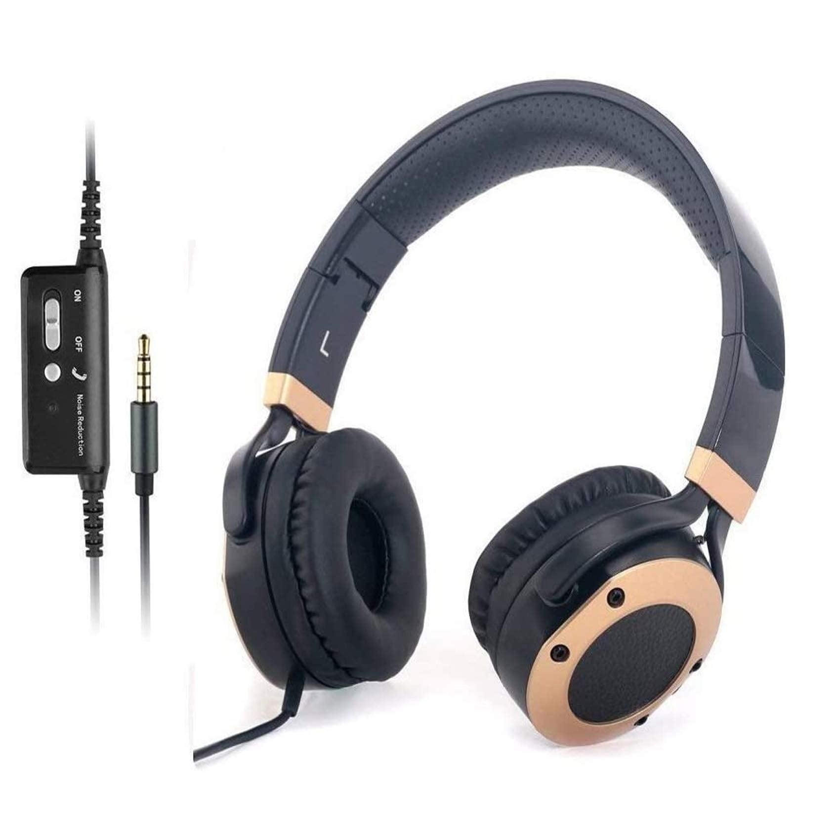 Active Noise Cancelling Headphones with Microphone and Airplane Adapter, Folding and Lightweight Travel Headsets, Hi-Fi Deep Bass Wired Headphones with Carrying Case