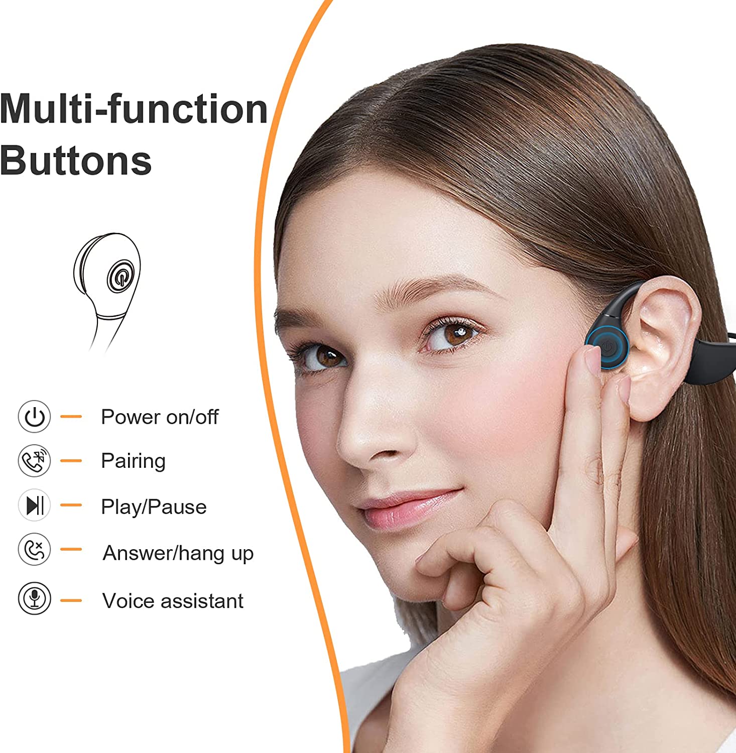Bone Conduction Headphones with Mic, MONODEAL Bluetooth 5.3 Open Ear Headphones Wireless Waterproof Headsets, Sweat Resistant Wireless Earphones for Running, Work, Driving, Home Office(Black)