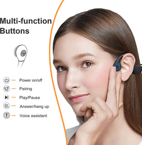 Bone Conduction Headphones with Mic, MONODEAL Bluetooth 5.3 Open Ear Headphones Wireless Waterproof Headsets, Sweat Resistant Wireless Earphones for Running, Work, Driving, Home Office(Black)