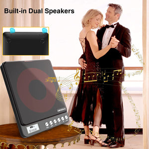 Portable CD Player with Built-in Speakers, MONODEAL Rechargeable CD Player for Car and Personal Use, Small Anti-Skip CD Player with Dual Headphone Jacks ( Black )