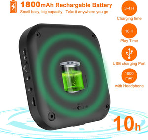 CD Player Portable, MONODEAL Bluetooth CD Player with Speakers and FM Transmitter, Rechargeable 1800mAh CD Player for Car and Home with LED Screen