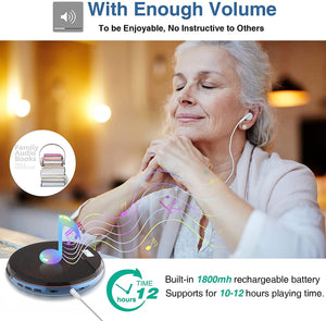 CD Player Portable, MONODEAL Portable CD Player for Car Anti-Skip Protection, Rechargeable Walkman CD Player with Headphones for Running & Traveling, Personal Compact CD Player for Seniors, Adult,Kids