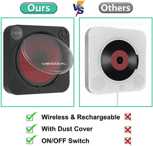 CD Player Boombox with Bluetooth, MONODEAL Portable Rechargeable CD Player with Built-in Speakers, Wall CD Player for Home, CD Player for Car and Outdoors (with Remote Control and Built-in FM Radio)