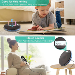 CD Player Portable, MONODEAL Portable CD Player for Car Anti-Skip Protection, Rechargeable Walkman CD Player with Headphones for Running & Traveling, Personal Compact CD Player for Seniors, Adult,Kids