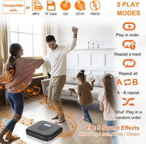 CD Player Portable, MONODEAL Bluetooth CD Player with Speakers and FM Transmitter, Rechargeable 1800mAh CD Player for Car and Home with LED Screen