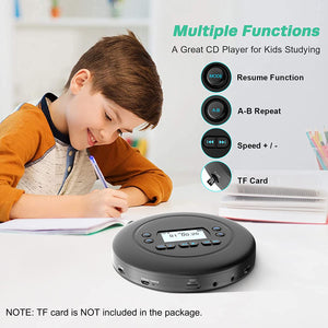 CD Player Portable, MONODEAL Bluetooth CD Player for Car and Personal Use, Rechargeable Compact Small Walkman CD Player with Headphones