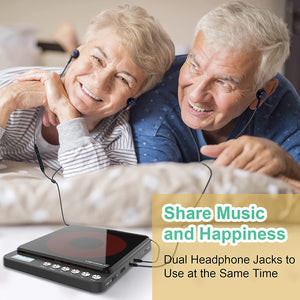 Portable CD Player with Built-in Speakers, MONODEAL Rechargeable CD Player for Car and Personal Use, Small Anti-Skip CD Player with Dual Headphone Jacks ( Black )