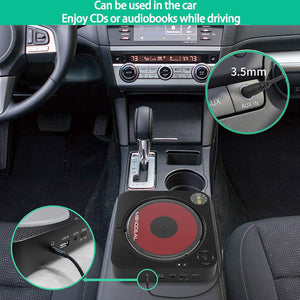 CD Player Boombox with Bluetooth, MONODEAL Portable Rechargeable CD Player with Built-in Speakers, Wall CD Player for Home, CD Player for Car and Outdoors (with Remote Control and Built-in FM Radio)