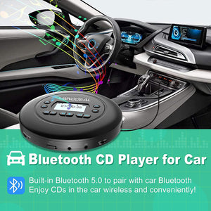CD Player Portable, MONODEAL Bluetooth CD Player for Car and Personal Use, Rechargeable Compact Small Walkman CD Player with Headphones