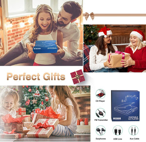 Portable CD Player for Car with AUX & FM, MONODEAL Rechargeable CD Player Portable for Home Travel, Anti-Skip Protection, Personal Compact CD Player with Dual Headphone Jacks