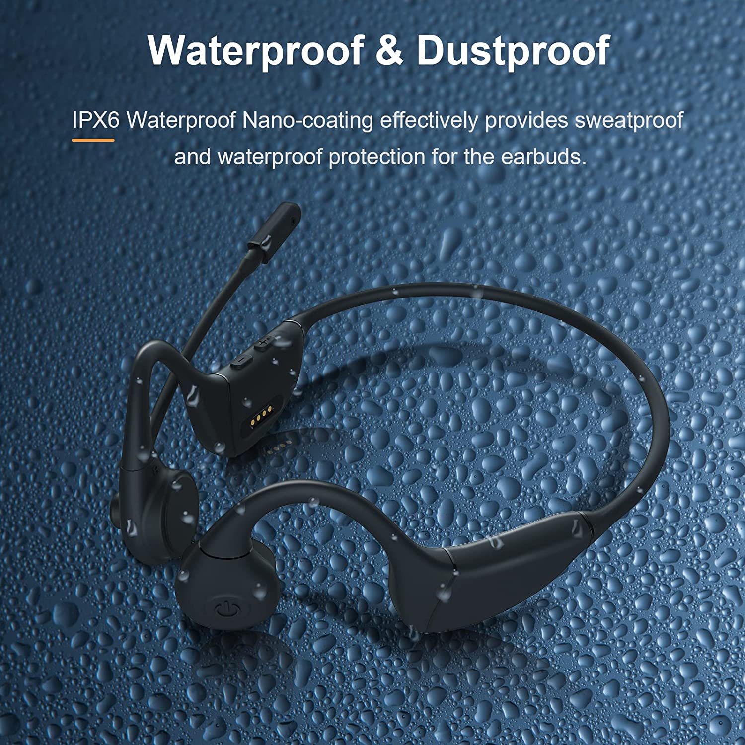Bone Conduction Headphones with Mic, MONODEAL Bluetooth 5.3 Open Ear Headphones Wireless Waterproof Headsets, Sweat Resistant Wireless Earphones for Running, Work, Driving, Home Office(Black)