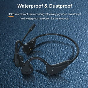 Bone Conduction Headphones with Mic, MONODEAL Bluetooth 5.3 Open Ear Headphones Wireless Waterproof Headsets, Sweat Resistant Wireless Earphones for Running, Work, Driving, Home Office(Black)