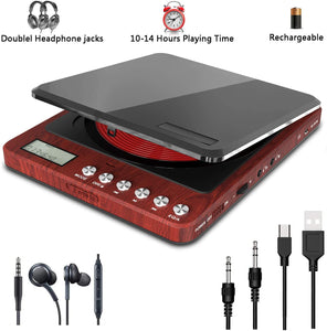 Portable CD Player with Headphones, Monodeal Compact Design CD Player with LCD Disply, Anti-Skip Personal CD Player for Car, Rechargeable CD Player for Music Audiobook Listening