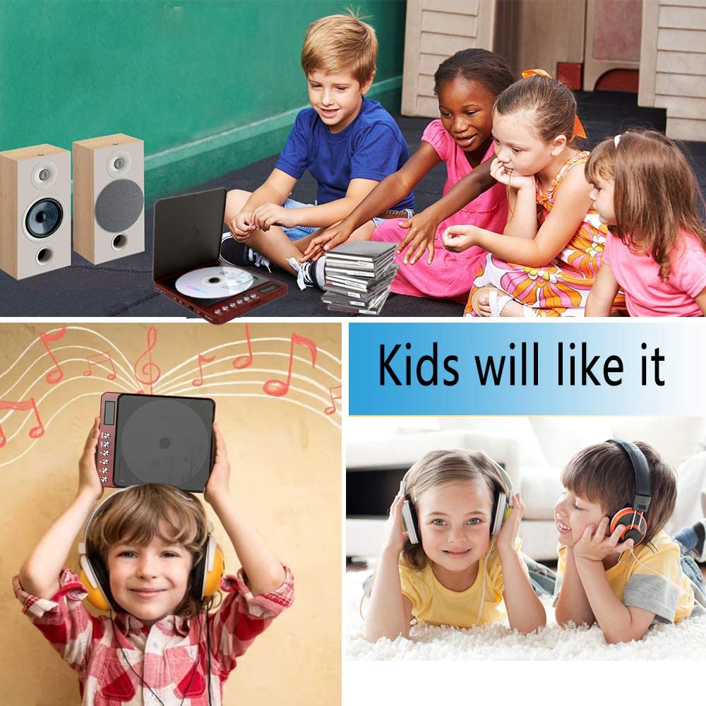 Portable CD Player with Headphones, Monodeal Compact Design CD Player with LCD Disply, Anti-Skip Personal CD Player for Car, Rechargeable CD Player for Music Audiobook Listening