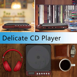 Portable CD Player with Headphones, Monodeal Compact Design CD Player with LCD Disply, Anti-Skip Personal CD Player for Car, Rechargeable CD Player for Music Audiobook Listening