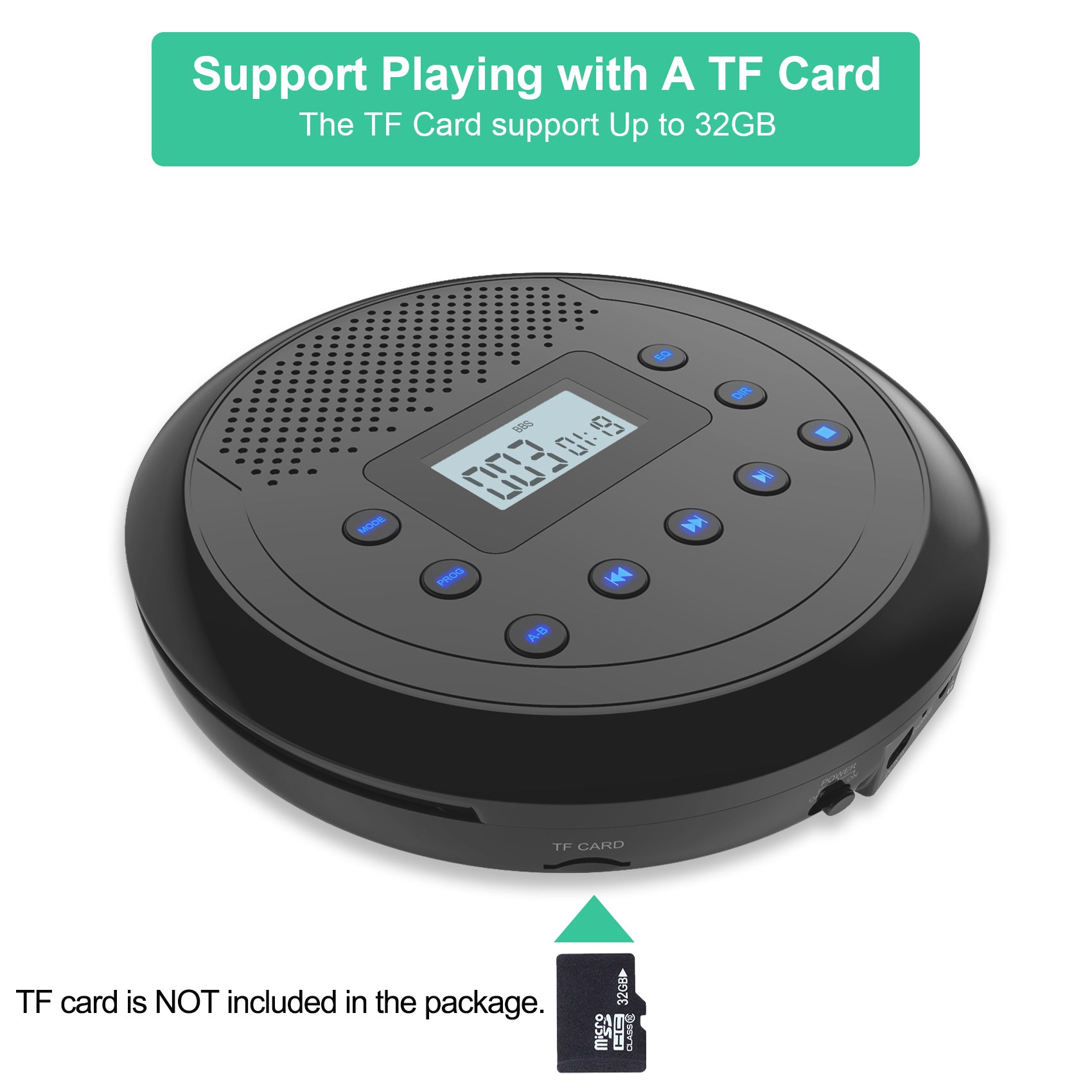 CD Player Portable, MONODEAL MD-109 Rechargeable Portable CD Player with Built-in Speakers for Car and Personal Use, Anti-Skip CD Player with Headphones