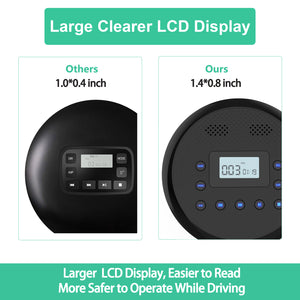 CD Player Portable, MONODEAL MD-109 Rechargeable Portable CD Player with Built-in Speakers for Car and Personal Use, Anti-Skip CD Player with Headphones