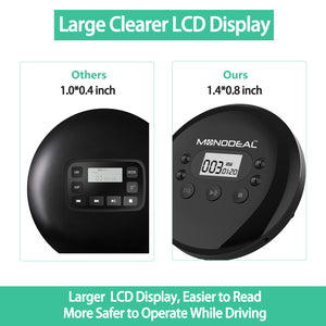 Monodeal MD102 CD Player Anti-Skip/Anti-Shock Small Music CD Player with Large LCD Display for Cars Adults Kids Students